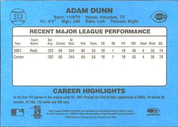 2002 Donruss Originals #313 Adam Dunn Back