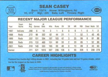 2002 Donruss Originals #320 Sean Casey Back