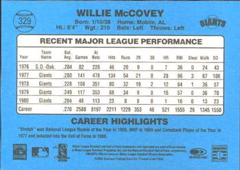 2002 Donruss Originals #329 Willie McCovey Back