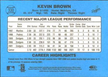 2002 Donruss Originals #330 Kevin Brown Back