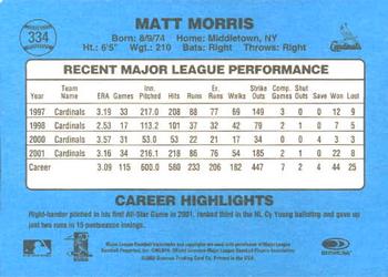 2002 Donruss Originals #334 Matt Morris Back