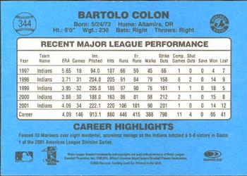 2002 Donruss Originals #344 Bartolo Colon Back