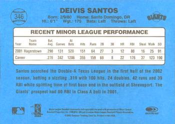 2002 Donruss Originals #346 Deivis Santos Back