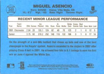 2002 Donruss Originals #348 Miguel Asencio Back