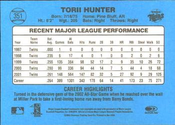 2002 Donruss Originals #351 Torii Hunter Back