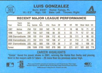 2002 Donruss Originals #369 Luis Gonzalez Back