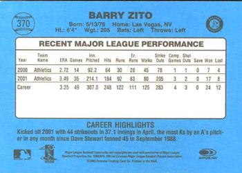 2002 Donruss Originals #370 Barry Zito Back