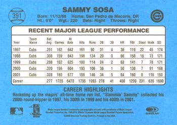 2002 Donruss Originals #391 Sammy Sosa Back