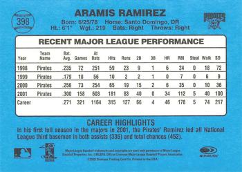 2002 Donruss Originals #398 Aramis Ramirez Back