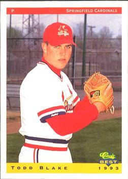 1993 Classic Best Springfield Cardinals #3 Todd Blake Front