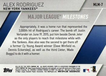 2017 Topps - Major League Milestones #MLM-7 Alex Rodriguez Back