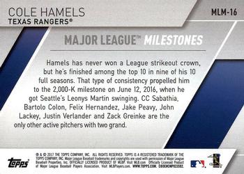 2017 Topps - Major League Milestones #MLM-16 Cole Hamels Back
