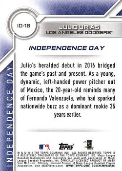 2017 Topps - Independence Day #ID-16 Julio Urias Back