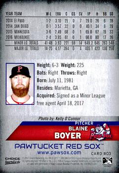 2017 Choice Pawtucket Red Sox #3 Blaine Boyer Back