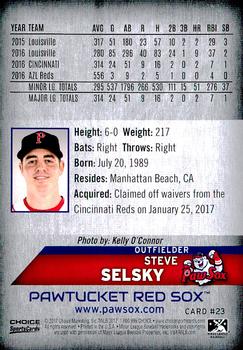 2017 Choice Pawtucket Red Sox #23 Steve Selsky Back