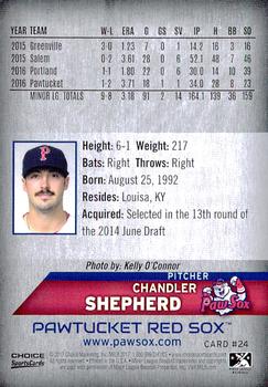 2017 Choice Pawtucket Red Sox #24 Chandler Shepherd Back