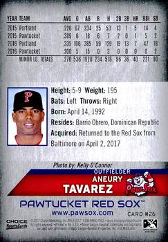 2017 Choice Pawtucket Red Sox #26 Aneury Tavarez Back