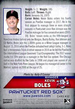 2017 Choice Pawtucket Red Sox #32 Kevin Boles Back