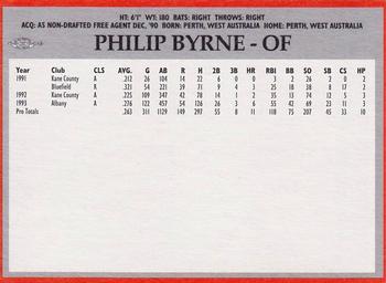 1994 Baltimore Orioles Program Cards #NNO Philip Byrne Back