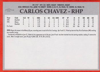 1994 Baltimore Orioles Program Cards #NNO Carlos Chavez Back