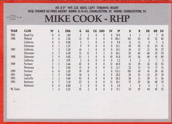 1994 Baltimore Orioles Program Cards #NNO Mike Cook Back