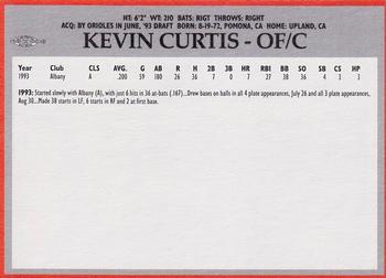 1994 Baltimore Orioles Program Cards #NNO Kevin Curtis Back