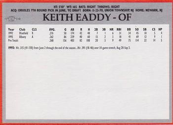 1994 Baltimore Orioles Program Cards #NNO Keith Eaddy Back