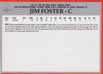 1994 Baltimore Orioles Program Cards #NNO Jim Foster Back