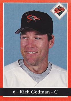 1994 Baltimore Orioles Program Cards #NNO Rich Gedman Front