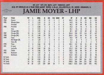 1994 Baltimore Orioles Program Cards #NNO Jamie Moyer Back