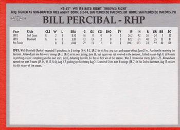 1994 Baltimore Orioles Program Cards #NNO Bill Percibal Back