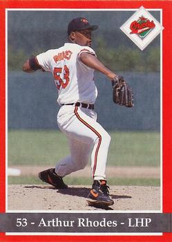 1994 Baltimore Orioles Program Cards #NNO Arthur Rhodes Front