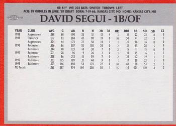 1994 Baltimore Orioles Program Cards #NNO David Segui Back