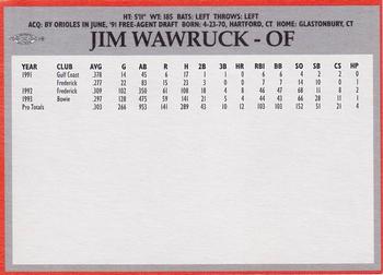1994 Baltimore Orioles Program Cards #NNO Jim Wawruck Back