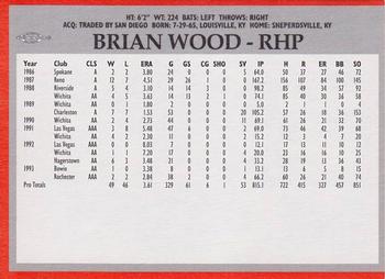 1994 Baltimore Orioles Program Cards #NNO Brian Wood Back
