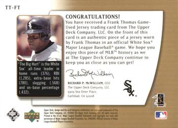 2003 UD Authentics - Threads of Time #TT-FT Frank Thomas Back