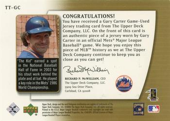 2003 UD Authentics - Threads of Time #TT-GC Gary Carter Back