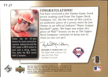 2003 UD Authentics - Threads of Time #TT-JT Jim Thome Back