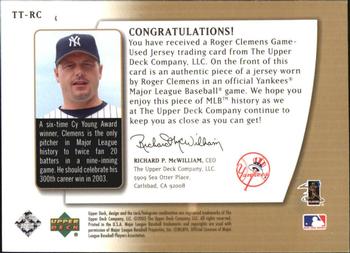 2003 UD Authentics - Threads of Time #TT-RC Roger Clemens Back