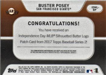 2017 Topps - Independence Day Commemorative MLB Logo Patch #IDML-BP Buster Posey Back