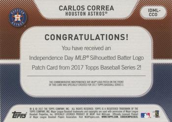 2017 Topps - Independence Day Commemorative MLB Logo Patch #IDML-CCO Carlos Correa Back