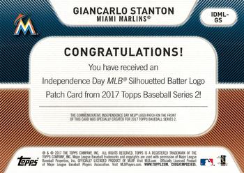 2017 Topps - Independence Day Commemorative MLB Logo Patch #IDML-GS Giancarlo Stanton Back