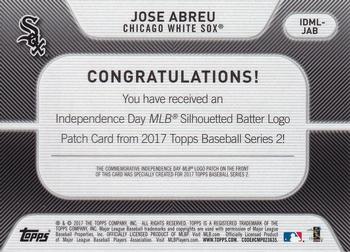 2017 Topps - Independence Day Commemorative MLB Logo Patch #IDML-JAB Jose Abreu Back