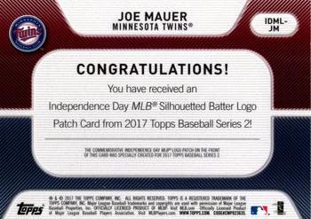 2017 Topps - Independence Day Commemorative MLB Logo Patch #IDML-JM Joe Mauer Back