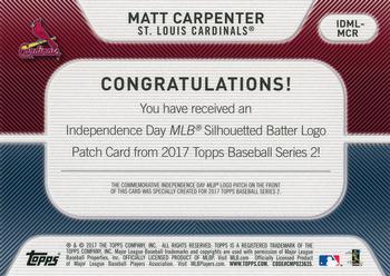 2017 Topps - Independence Day Commemorative MLB Logo Patch #IDML-MCR Matt Carpenter Back
