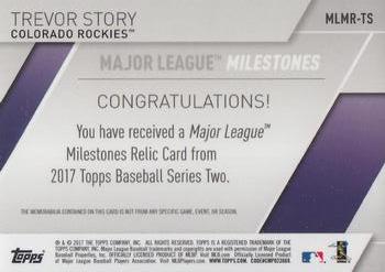 2017 Topps - Major League Milestones Relic #MLMR-TS Trevor Story Back