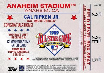 2017 Topps - MLB All-Star Game Commemorative Logo Patch #ASL-CR Cal Ripken Jr. Back