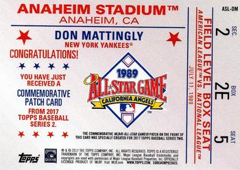 2017 Topps - MLB All-Star Game Commemorative Logo Patch #ASL-DM Don Mattingly Back