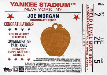 2017 Topps - MLB All-Star Game Commemorative Logo Patch #ASL-JM Joe Morgan Back