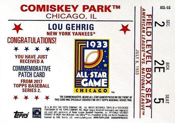 2017 Topps - MLB All-Star Game Commemorative Logo Patch #ASL-LG Lou Gehrig Back